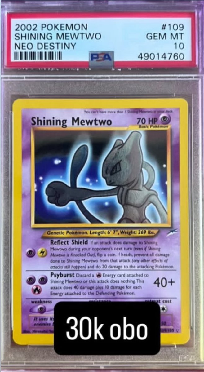 Shining Mewtwo PSA GEM MT 10