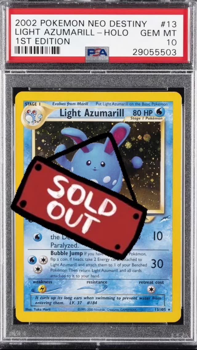 Light Azumarill PSA GEM MT 10