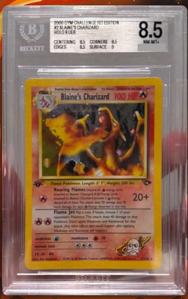 Blaine's Charizard other 8.5 NM-MT+