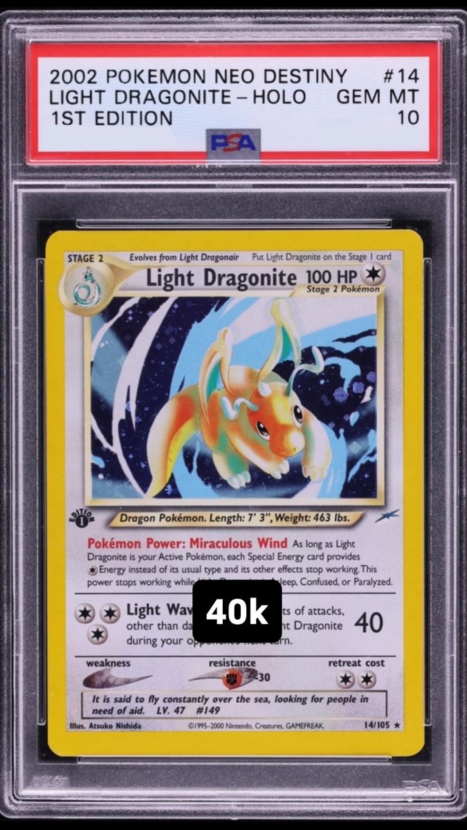 Light Dragonite PSA GEM MT 10