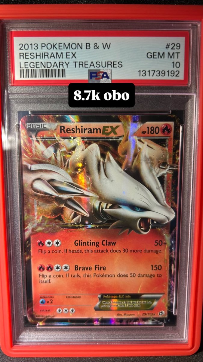 Reshiram EX PSA GEM MT 10