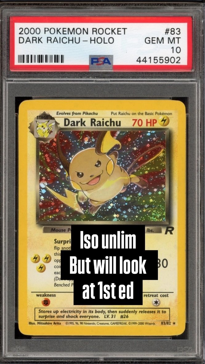 Dark Raichu PSA GEM MT 10