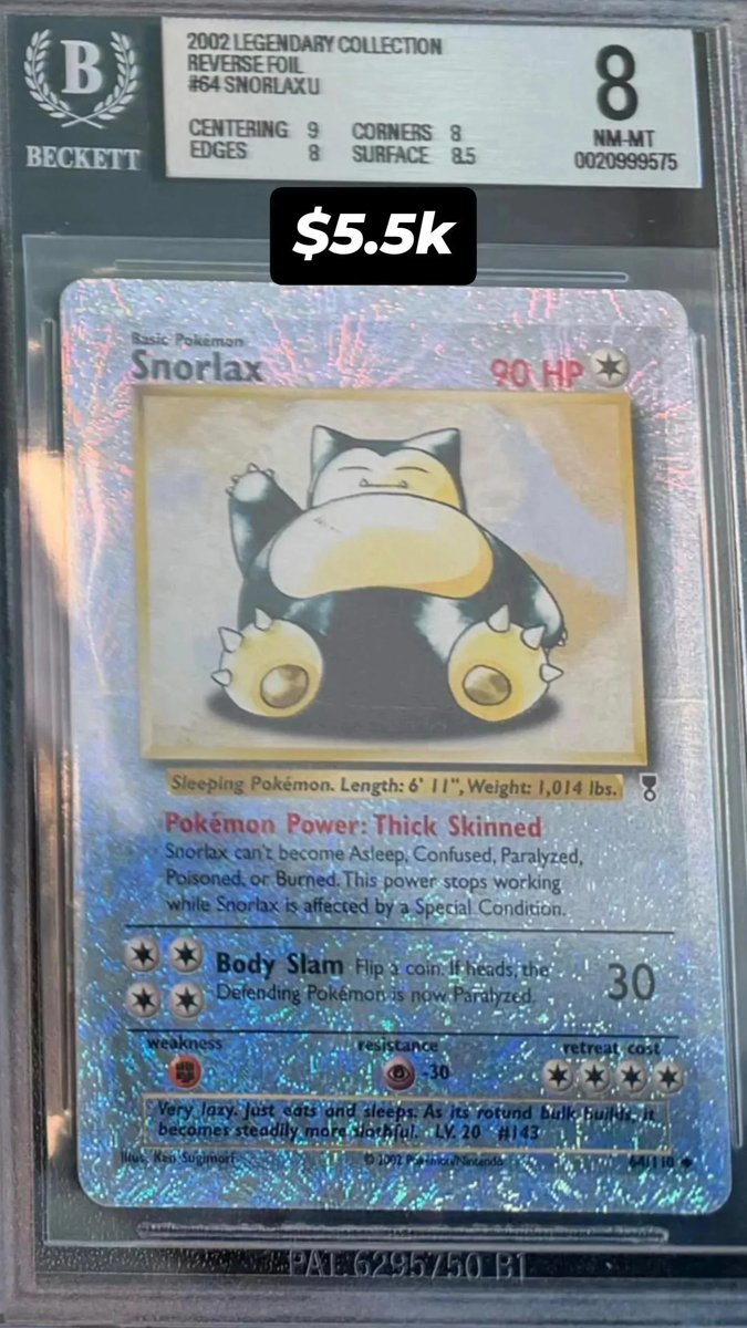 Snorlaxu BGS 8 NM-MT