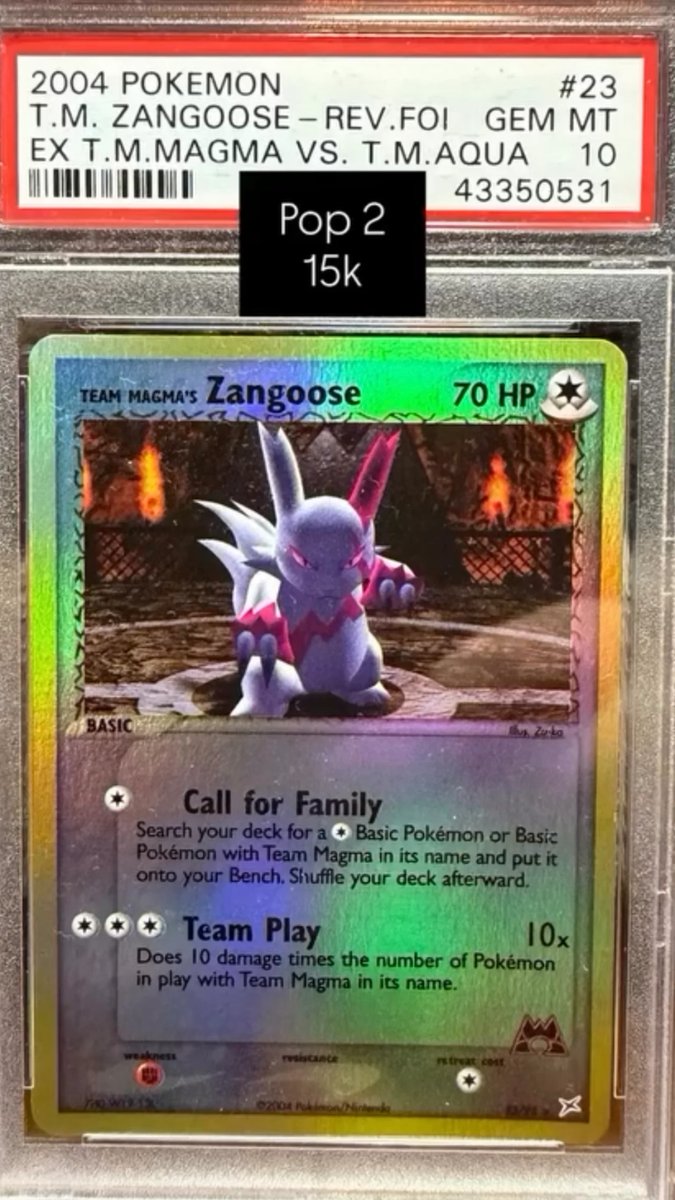 Magma's Zangoose PSA GEM MT 10