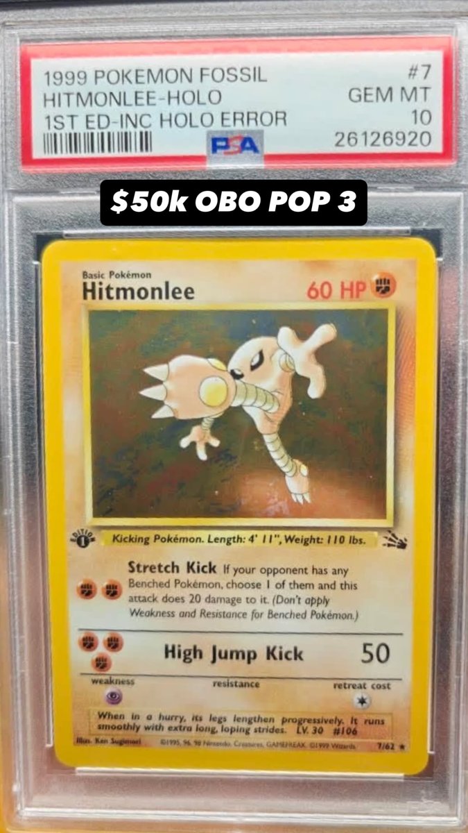 Hitmonlee PSA GEM MT 10