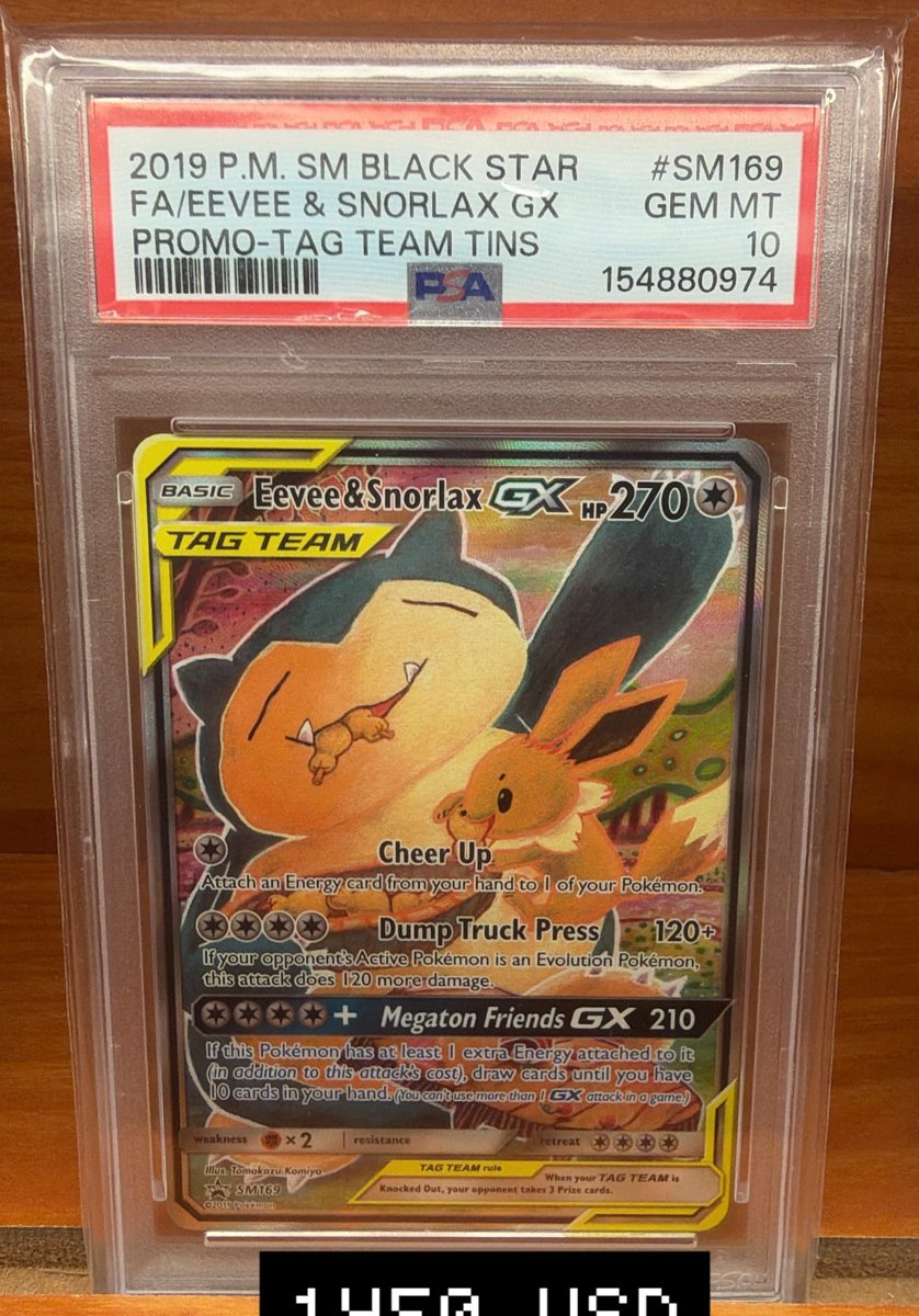 Eevee & Snorlax GX PSA GEM MT 10
