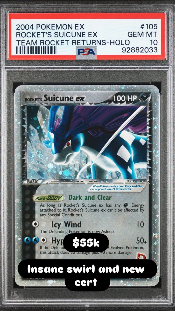 Rocket's Suicune EX PSA GEM MT 10