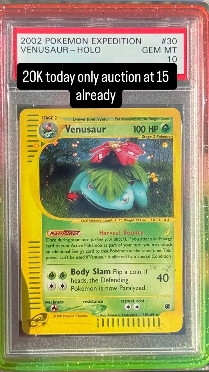 Venusaur PSA GEM MT 10