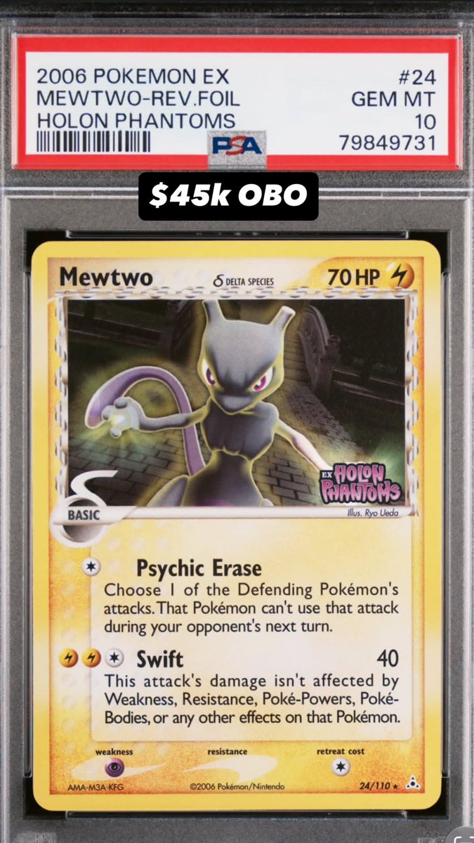Mewtwo Δ PSA GEM MT 10