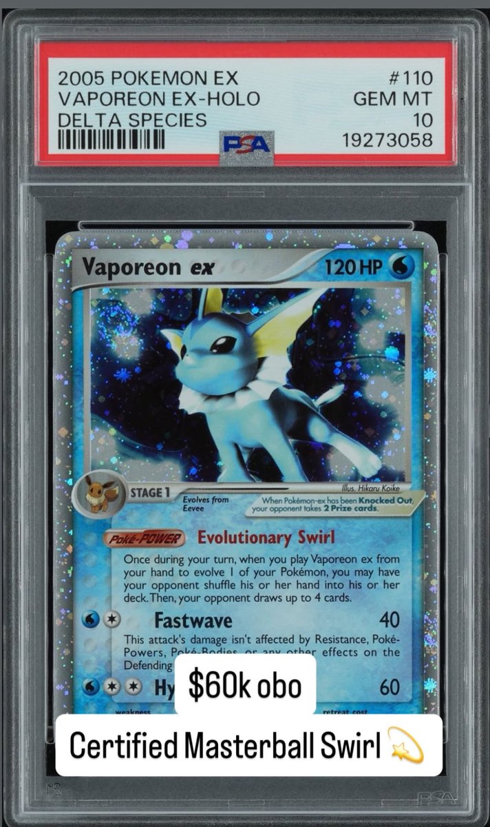 Vaporeon EX PSA GEM MT 10