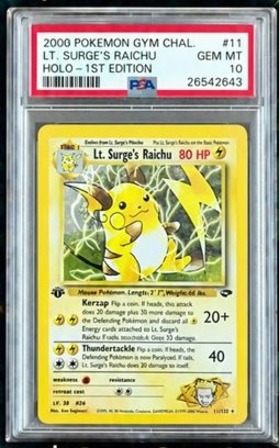 Lt. Surge's Raichu PSA GEM MT 10