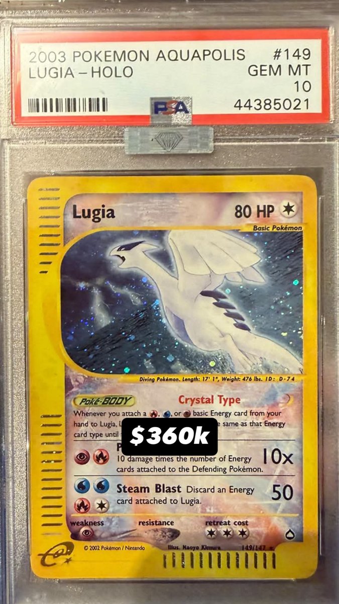 Lugia PSA GEM MT 10