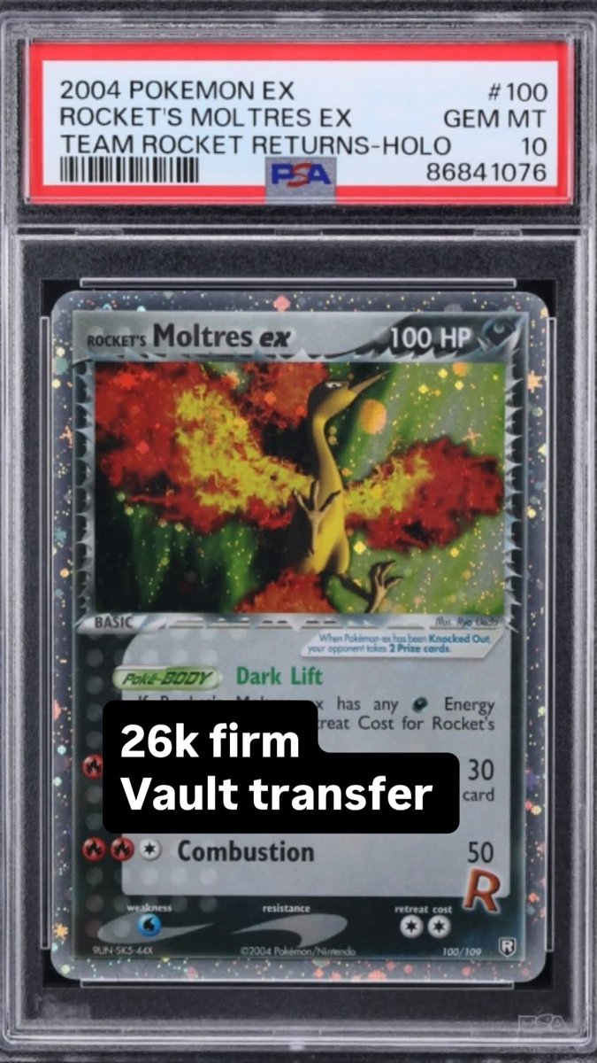 ROCKET's MOLTRES EX PSA GEM MT 10