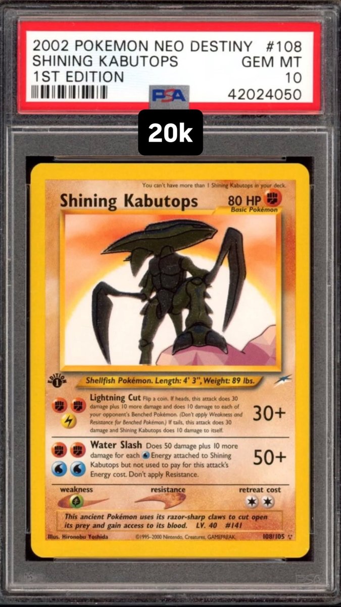 Shining Kabutops PSA GEM MT 10