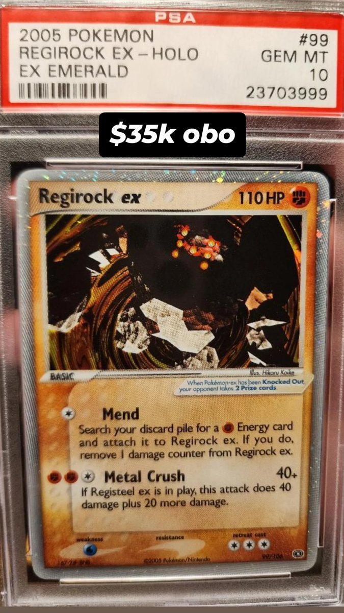 Regirock EX PSA GEM MT 10