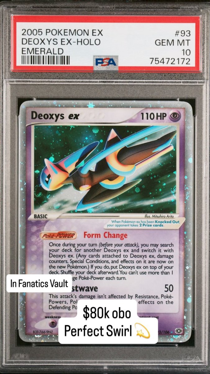 Deoxys EX PSA GEM MT 10