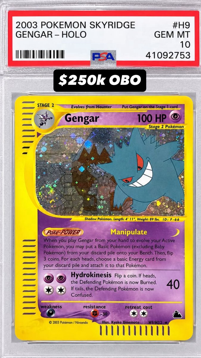 Gengar PSA GEM MT 10