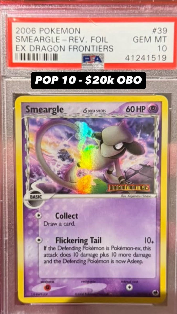 Smeargle Δ PSA GEM MT 10