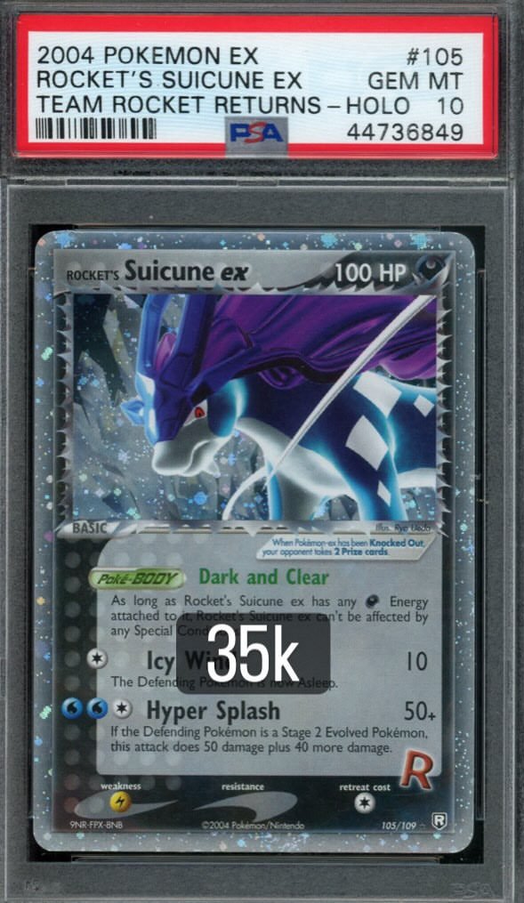 Rocket's Suicune EX PSA GEM MT 10