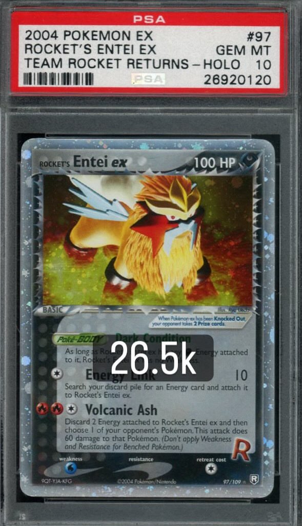 Rocket's Entei EX PSA GEM MT 10