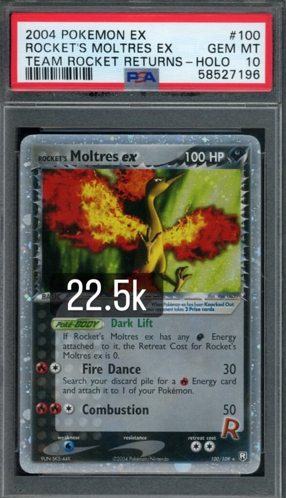 ROCKET's MOLTRES EX PSA GEM MT 10
