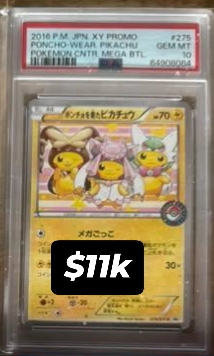 Poncho-Wear Pikachu PSA GEM MT 10