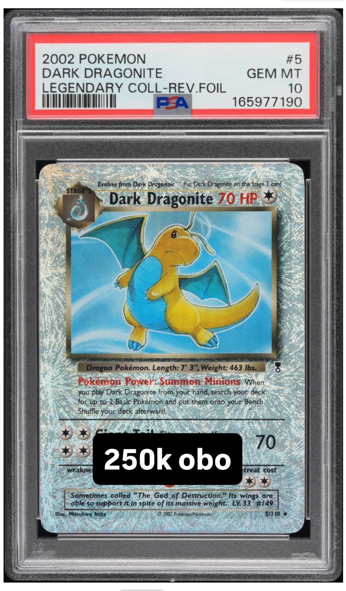 Dark Dragonite PSA GEM MT 10